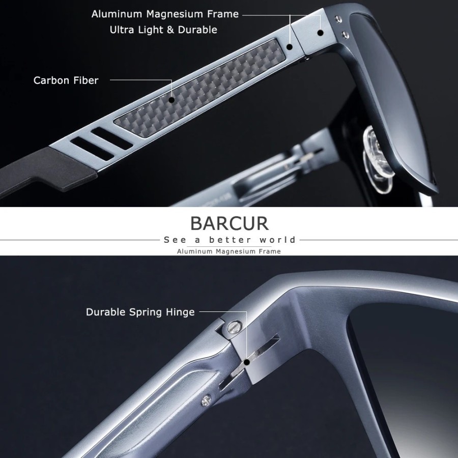 BARCUR-gafas De Sol cuadradas De aluminio y magnesio para hombre y muj