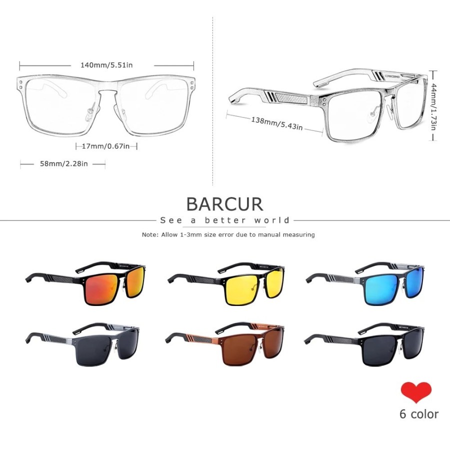 BARCUR-gafas De Sol cuadradas De aluminio y magnesio para hombre y muj