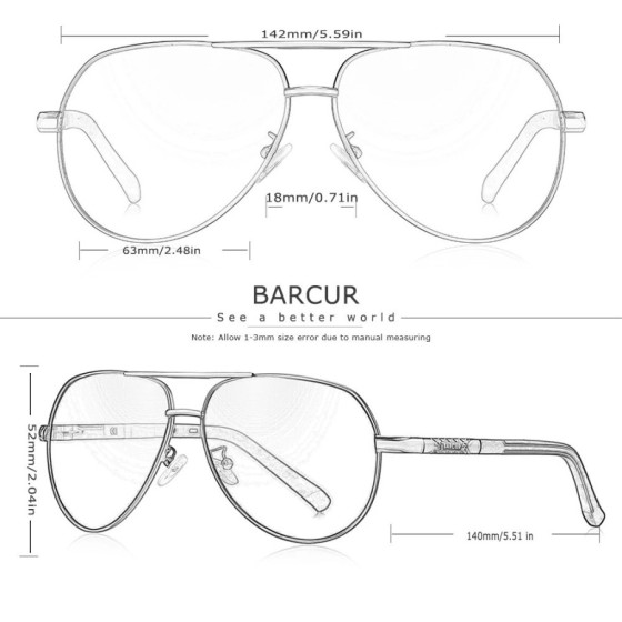 BARCUR-Gafas de sol polarizadas para hombre, lentes de conducción con