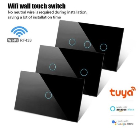 Interruptor inteligente con WiFi para pared, dispositivo inalámbrico con Panel táctil de 1/120 entradas, funciona con Alexa, Goo