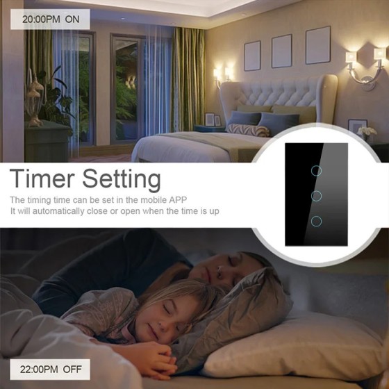 Interruptor inteligente con WiFi para pared, dispositivo inalámbrico c