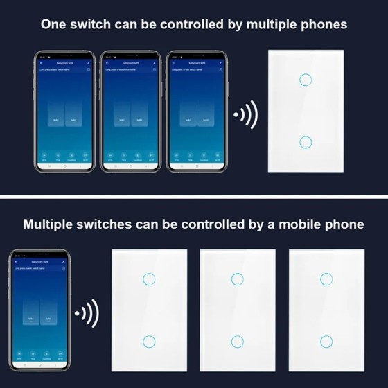 Interruptor inteligente con WiFi para pared, dispositivo inalámbrico c