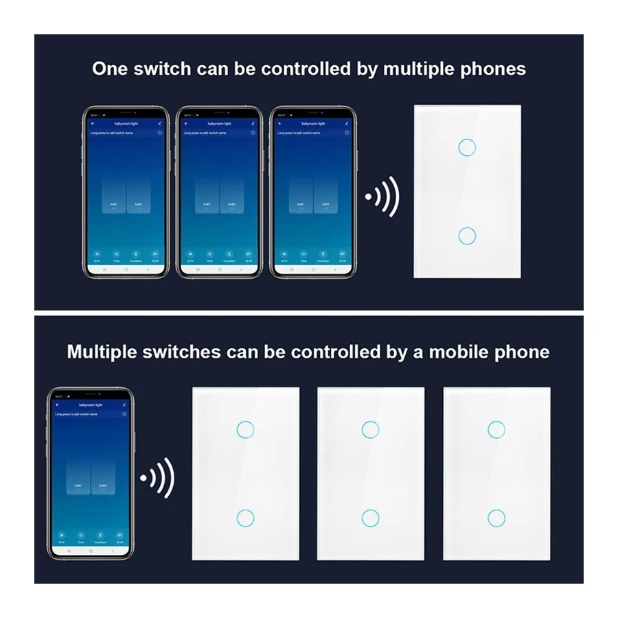Interruptor inteligente con WiFi para pared, dispositivo inalámbrico c