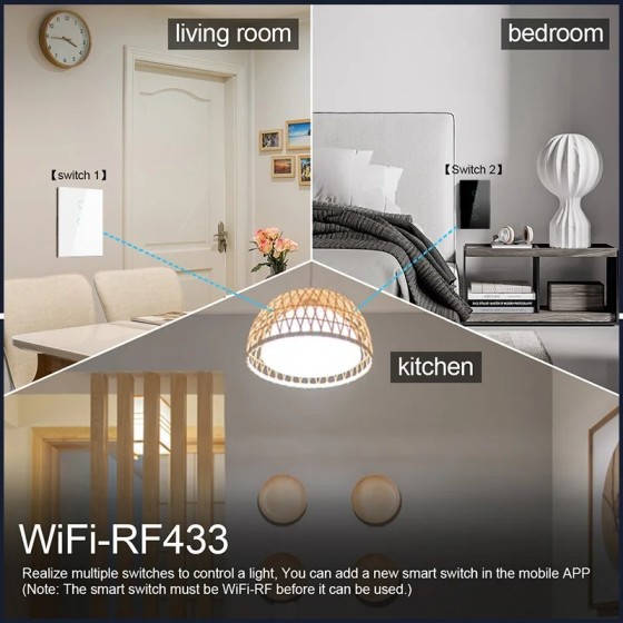 Interruptor inteligente con WiFi para pared, dispositivo inalámbrico c