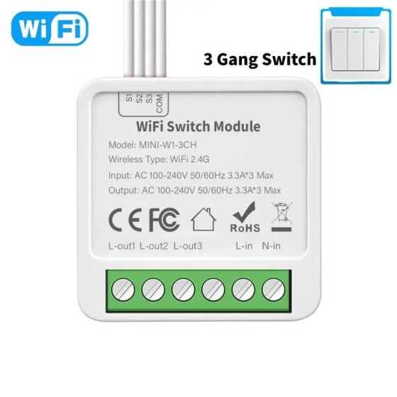 Mini interruptor Wifi con Control de 2 vías, interruptor de luz compat