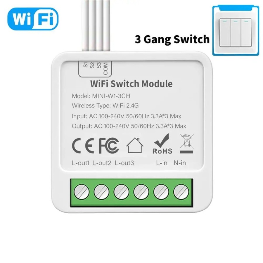 Mini interruptor Wifi con Control de 2 vías, interruptor de luz compat