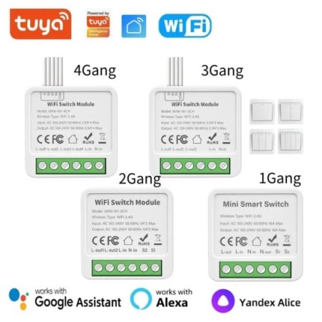 Mini interruptor Wifi con Control de 2 vías, interruptor de luz compatible con Monitor de consumo de energía, funciona con Alexa
