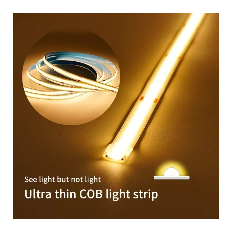 Tira de luces LED COB inteligente, cinta Flexible de Luz lineal con Se