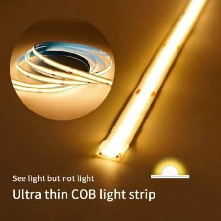 Tira de luces LED COB inteligente, cinta Flexible de Luz lineal con Sensor de movimiento, atenuador USB de alta densidad para de