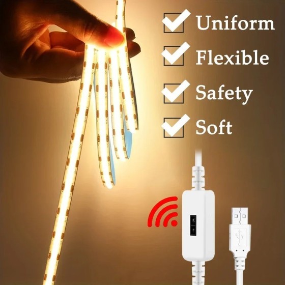Tira de luces LED COB inteligente, cinta Flexible de Luz lineal con Se