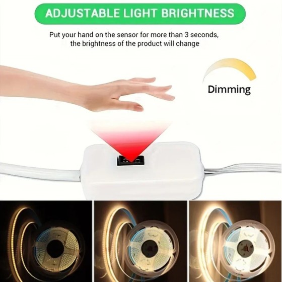 Tira de luces LED COB inteligente, cinta Flexible de Luz lineal con Se