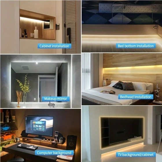 Tira de luces LED COB inteligente, cinta Flexible de Luz lineal con Se