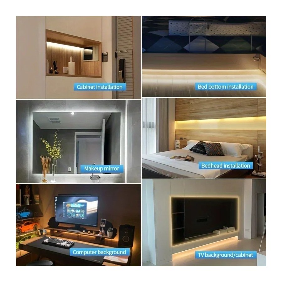 Tira de luces LED COB inteligente, cinta Flexible de Luz lineal con Se