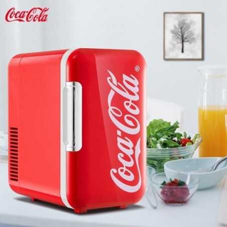 Mini refrigerador de Coca-Cola multifunción para el hogar y el coche, nevera portátil de 12V/220V, 6L, calentador de cosméticos