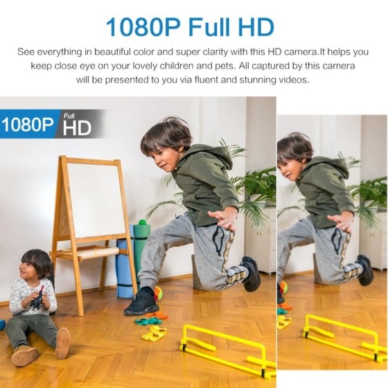 Minicámara HD con WiFi para niños y mascotas, grabadora de vídeo inalá