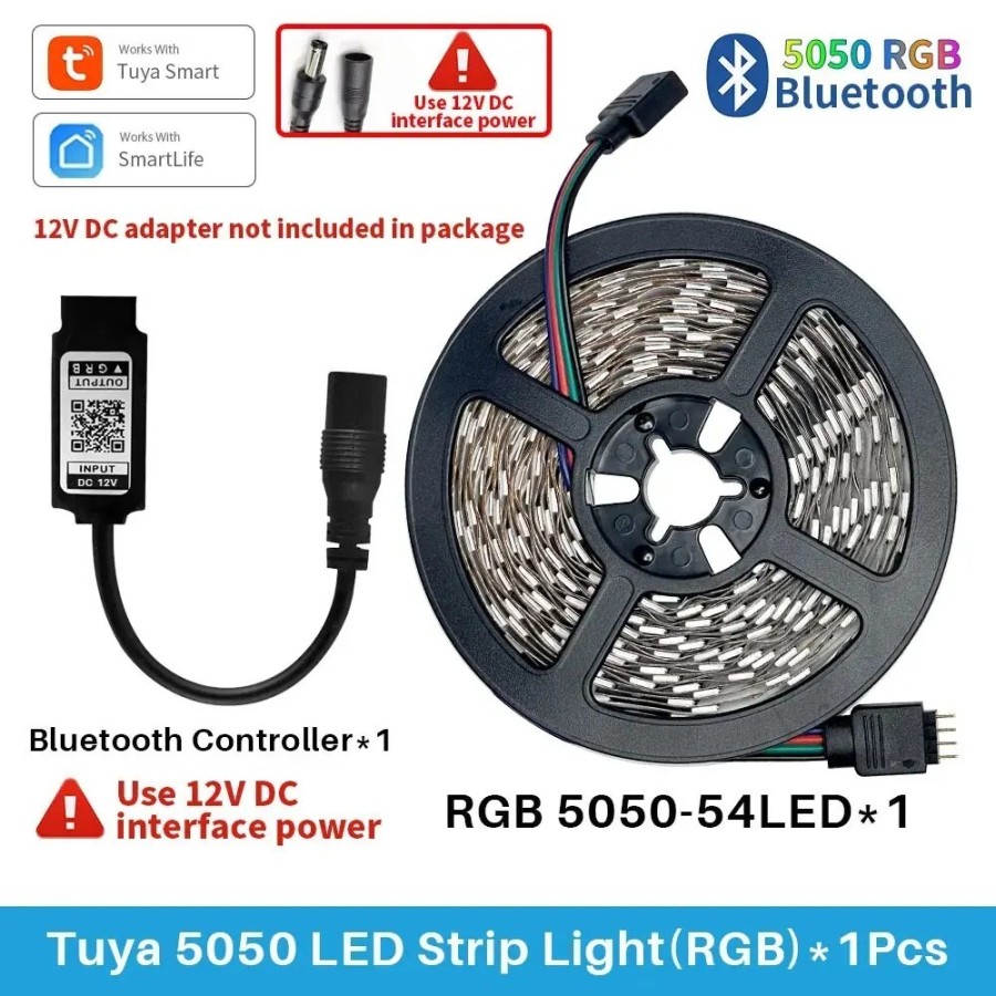 Tira de luces LED con Control Bluetooth, lámpara de cuerda Flexible pa Tira de luces LED con Control Bluetooth, lámpara de cuerda Flexible pa