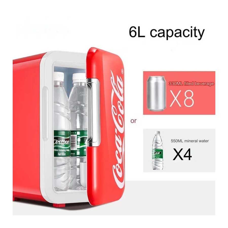 Mini refrigerador de Coca-Cola multifunción para el hogar y el coche,