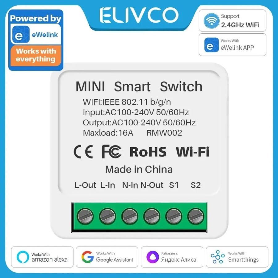 Mini interruptor inteligente EWelink con Wifi, dispositivo de 2 vías, Mini interruptor inteligente EWelink con Wifi, dispositivo de 2 vías,