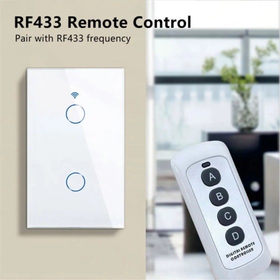 Interruptor inteligente de pared RF433 con WiFi, 1/2/3/4 entradas, sin Interruptor inteligente de pared RF433 con WiFi, 1/2/3/4 entradas, sin