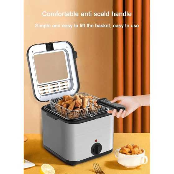 Freidora eléctrica de 2,5l, horno de aceite, termostato ajustable, parrilla de pollo frito, máquina de freír patatas fritas, coc
