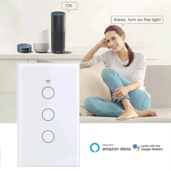 Interruptor táctil con Sensor de luz, dispositivo inteligente con WiFi