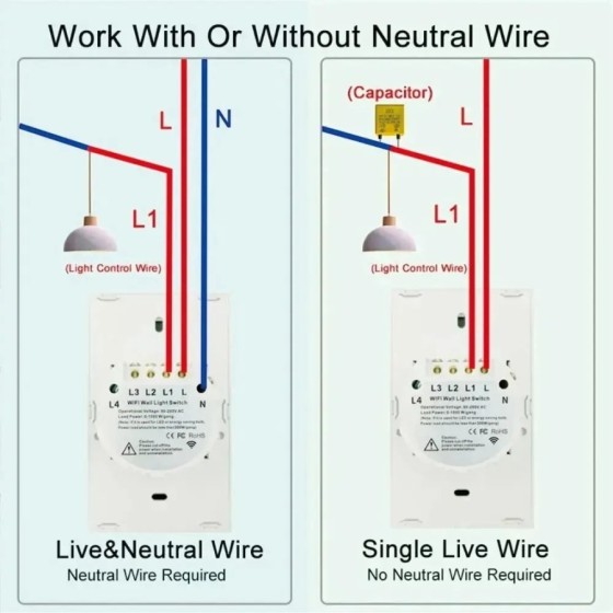 Interruptor táctil con Sensor de luz, dispositivo inteligente con WiFi