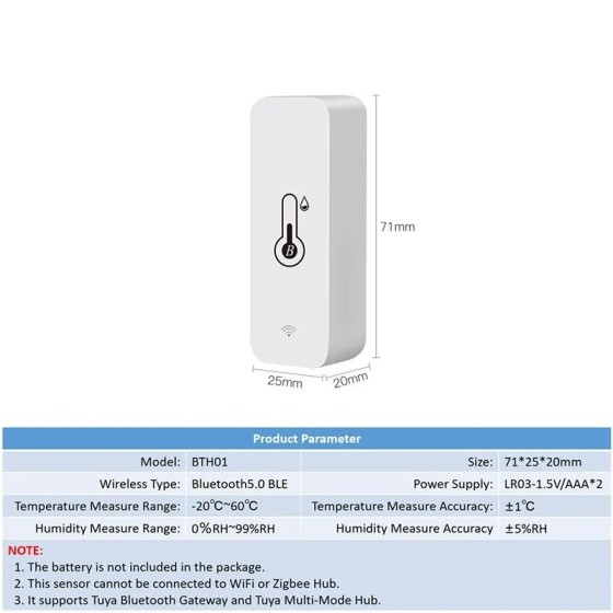 Tuya-Sensor inteligente de temperatura y humedad, higrómetro de termóm