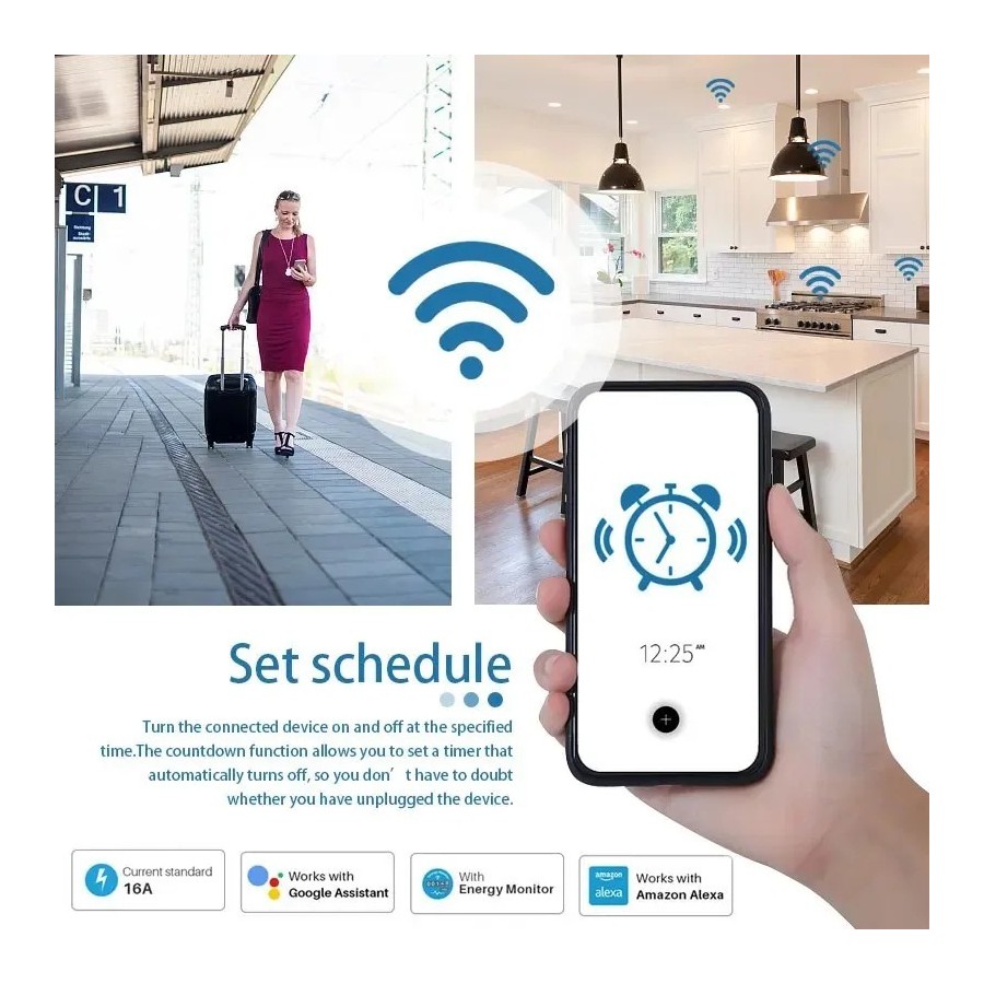Enchufe inteligente Tuya EU16A/20A, Wifi, monitoreo de potencia, Contr