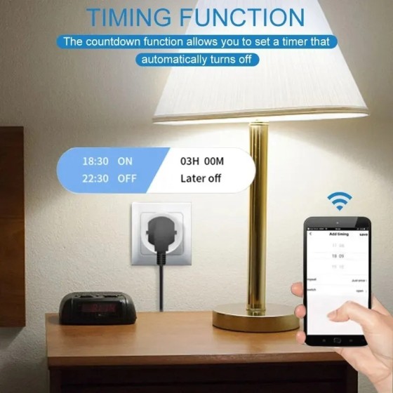 Enchufe inteligente Tuya EU16A/20A, Wifi, monitoreo de potencia, Contr