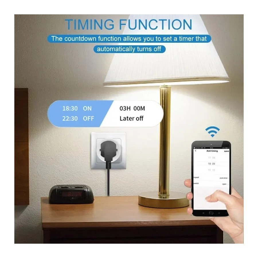 Enchufe inteligente Tuya EU16A/20A, Wifi, monitoreo de potencia, Contr