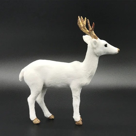 Figuras de renos blancos de Navidad, muñecos de simulación de felpa de Figuras de renos blancos de Navidad, muñecos de simulación de felpa de