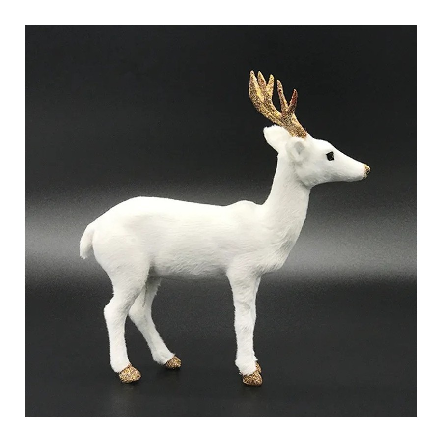 Figuras de renos blancos de Navidad, muñecos de simulación de felpa de Figuras de renos blancos de Navidad, muñecos de simulación de felpa de