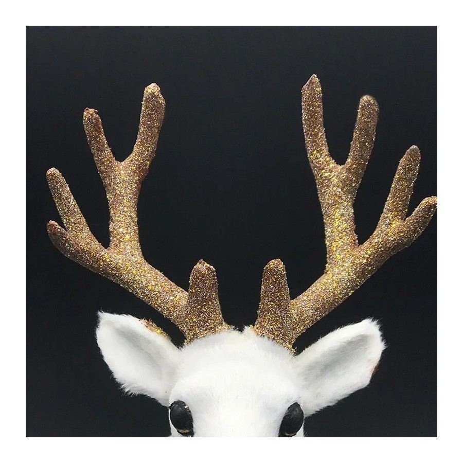 Figuras de renos blancos de Navidad, muñecos de simulación de felpa de