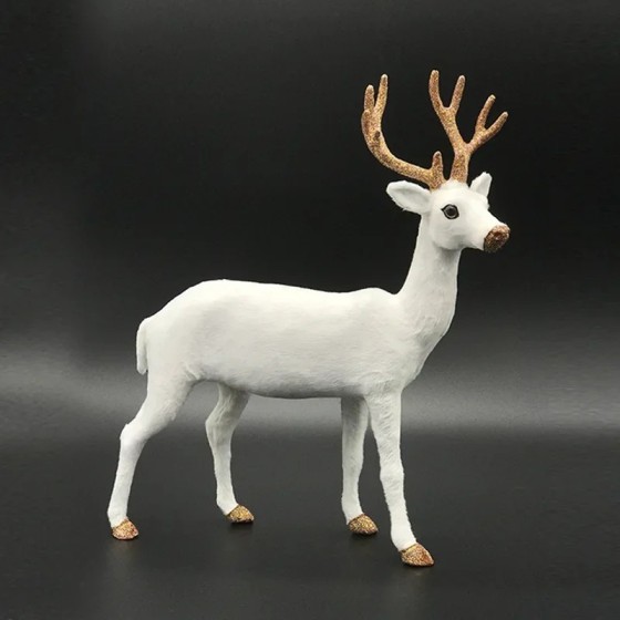 Figuras de renos blancos de Navidad, muñecos de simulación de felpa de Figuras de renos blancos de Navidad, muñecos de simulación de felpa de