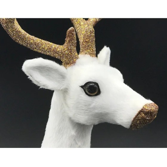 Figuras de renos blancos de Navidad, muñecos de simulación de felpa de Figuras de renos blancos de Navidad, muñecos de simulación de felpa de