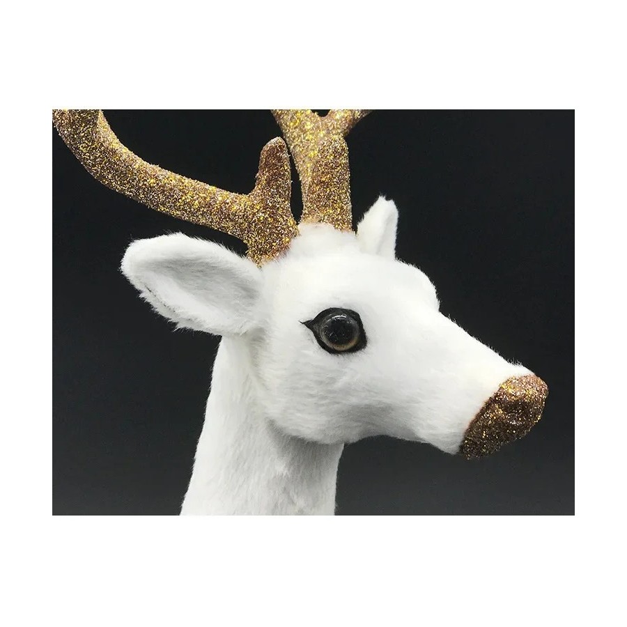 Figuras de renos blancos de Navidad, muñecos de simulación de felpa de