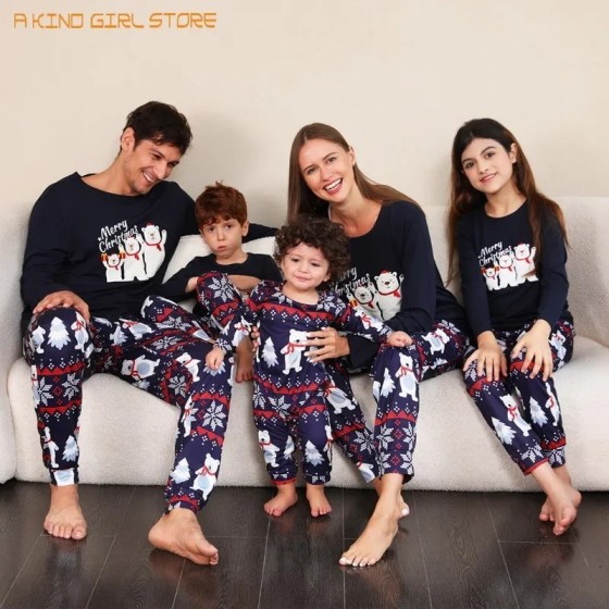 Pijamas de Navidad a juego para la familia, ropa para el hogar, pijama