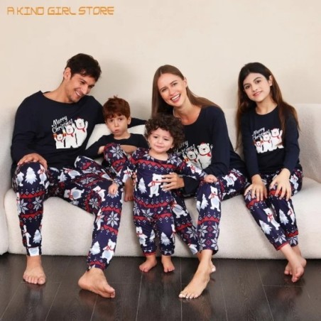 Pijamas de Navidad a juego para la familia, ropa para el hogar, pijamas de Navidad con estampado para papá, mamá y niño, ropa de