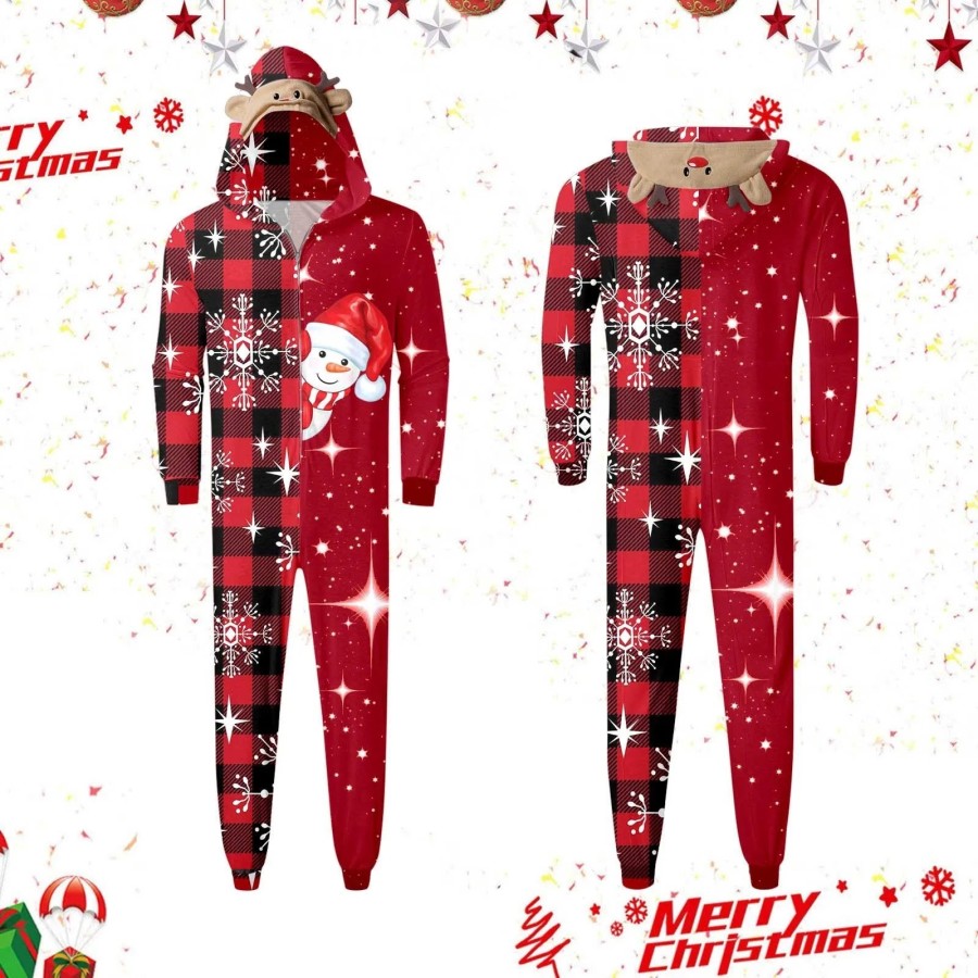 Pijamas a juego para adultos y niños, mono de Navidad con estampado de Pijamas a juego para adultos y niños, mono de Navidad con estampado de