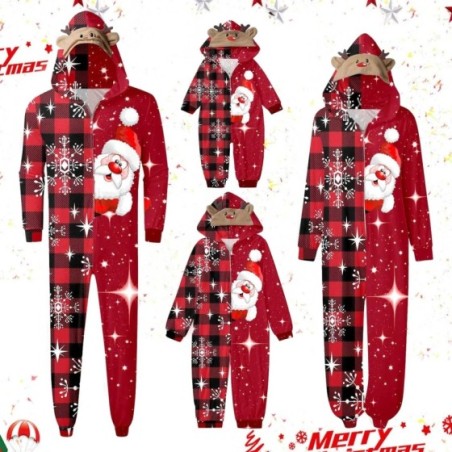 Pijamas a juego para adultos y niños, mono de Navidad con estampado de Papá Noel, ropa de dormir a juego para padres e hijos