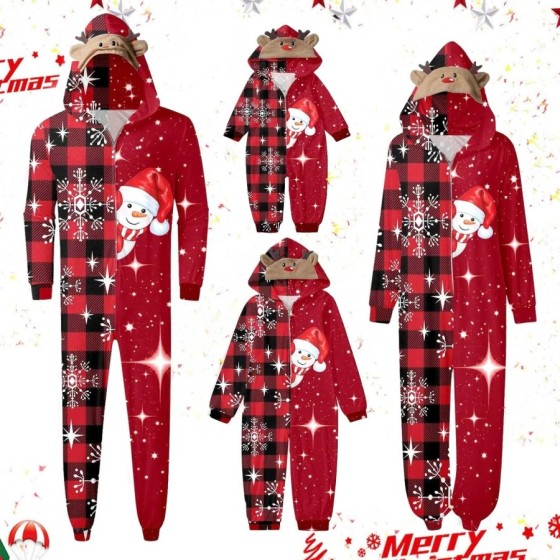 Pijamas a juego para adultos y niños, mono de Navidad con estampado de Pijamas a juego para adultos y niños, mono de Navidad con estampado de