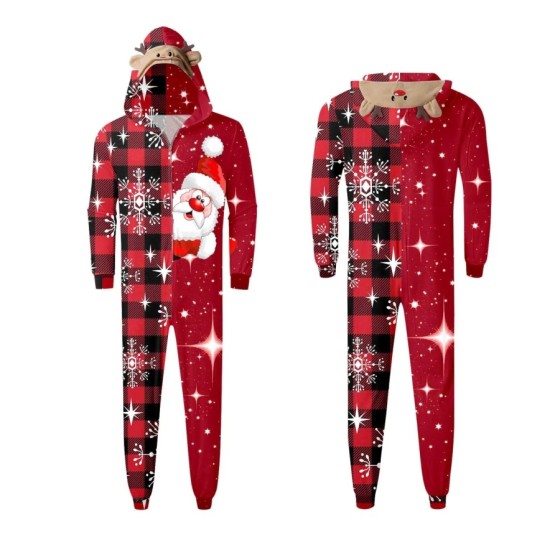 Pijamas a juego para adultos y niños, mono de Navidad con estampado de Pijamas a juego para adultos y niños, mono de Navidad con estampado de