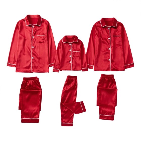 Pijamas de Navidad familiares de seda, ropa de dormir, Tops de satén +