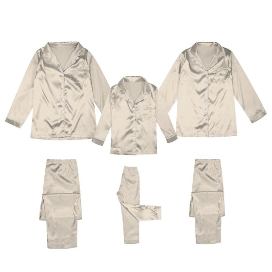 Pijamas de Navidad familiares de seda, ropa de dormir, Tops de satén +