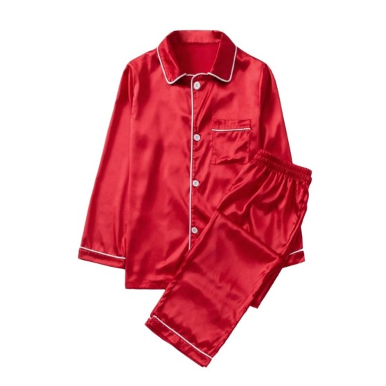 Pijamas de Navidad familiares de seda, ropa de dormir, Tops de satén +