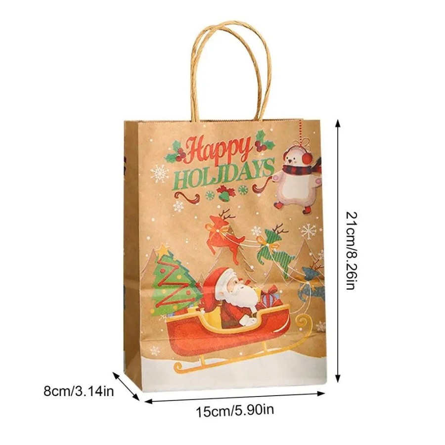 Bolsas de papel Kraft de Navidad para niños, 12 piezas, bolsas de recu