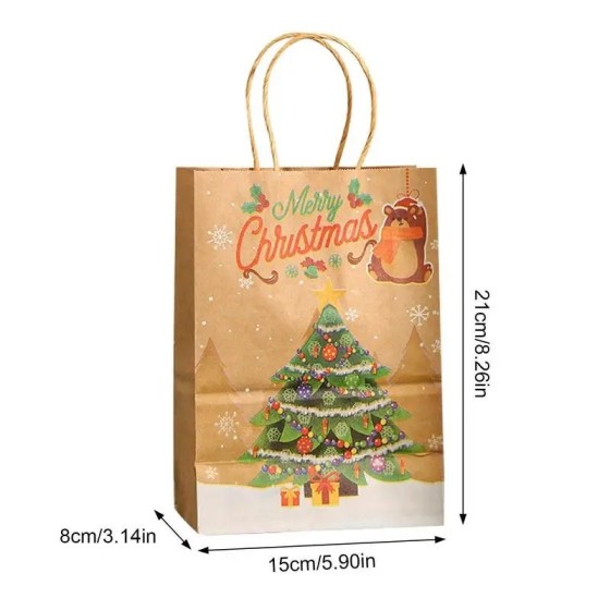 Bolsas de papel Kraft de Navidad para niños, 12 piezas, bolsas de recu