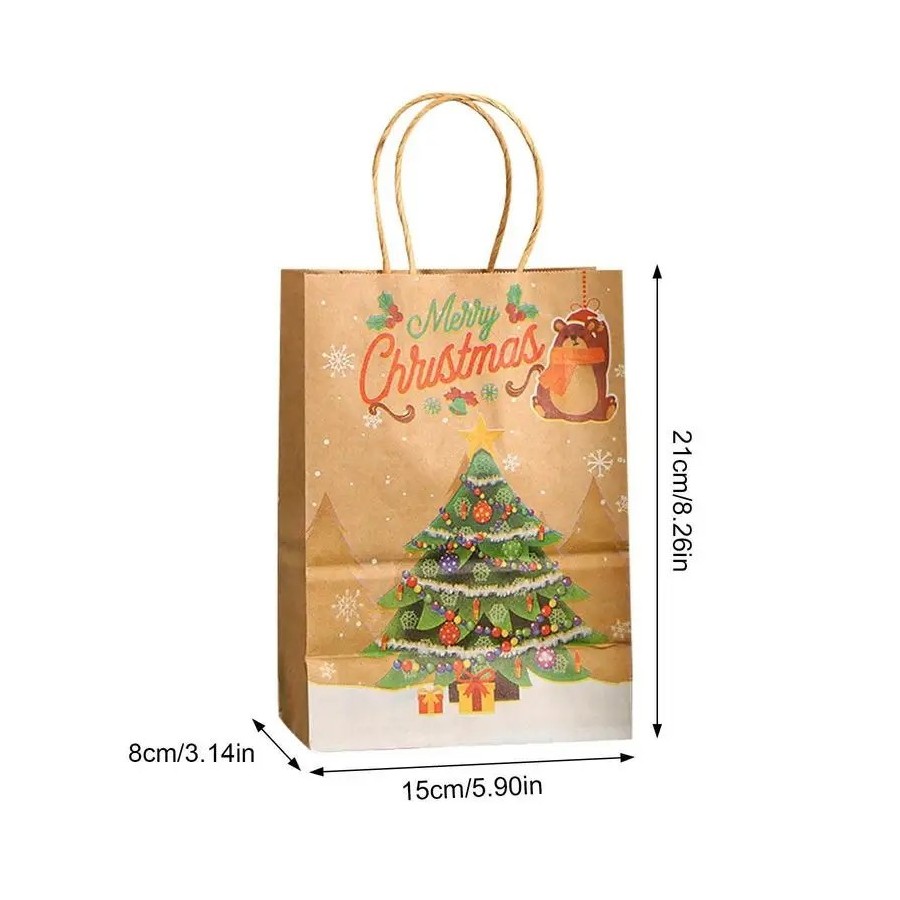 Bolsas de papel Kraft de Navidad para niños, 12 piezas, bolsas de recu