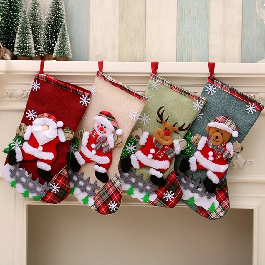 Juego de medias navideñas de gran capacidad, bolsa de regalo sorpresa,