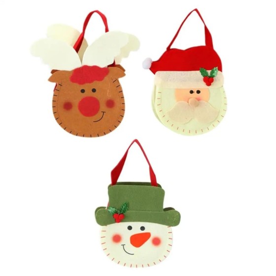 3X bolsa de dulces reutilizable de Navidad contenedor de regalos muñec